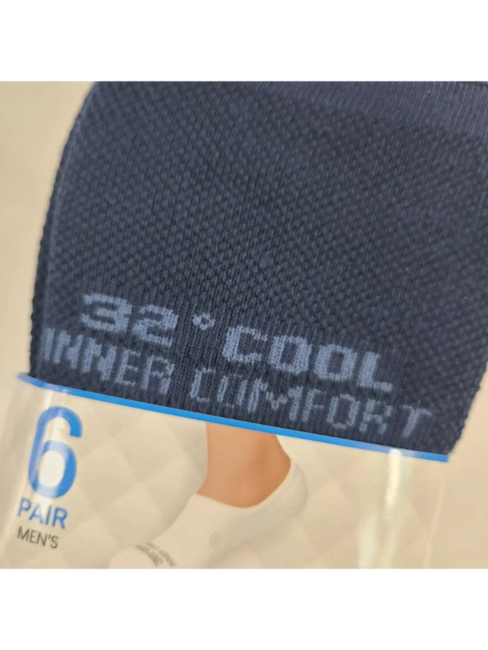 32 Degrees Cool Men's No Show Socks 6-Pack Cooling Mesh Soft Cushion Navy/Gray L
